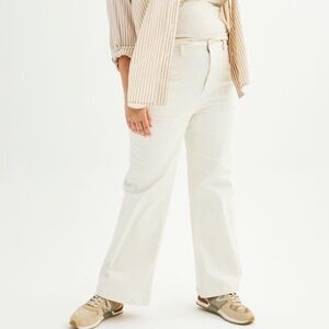 Sonoma Women Plus Size 30W Ivory Denim High Rise Utility Wide Leg Jeans NWT
